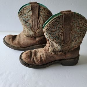 Ariat fat baby leopard heritage western boots size 8B